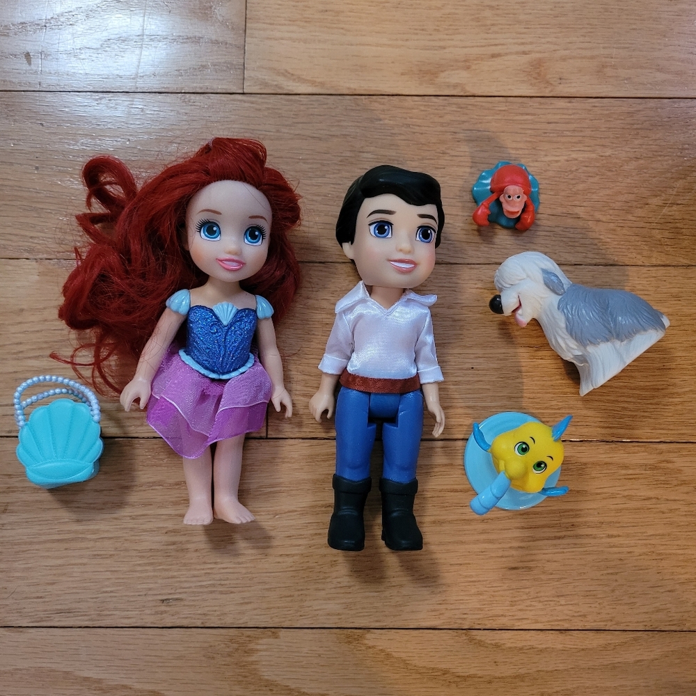 Ariel and Prince Eric Doll Set with Accessories - Little Mermaid